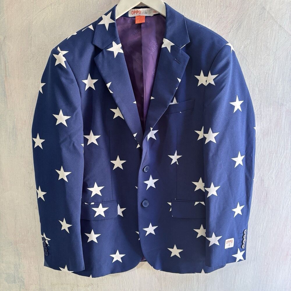 OPPOSUITS Men's Blue Star Jacket Blazer Suit Coat US 48